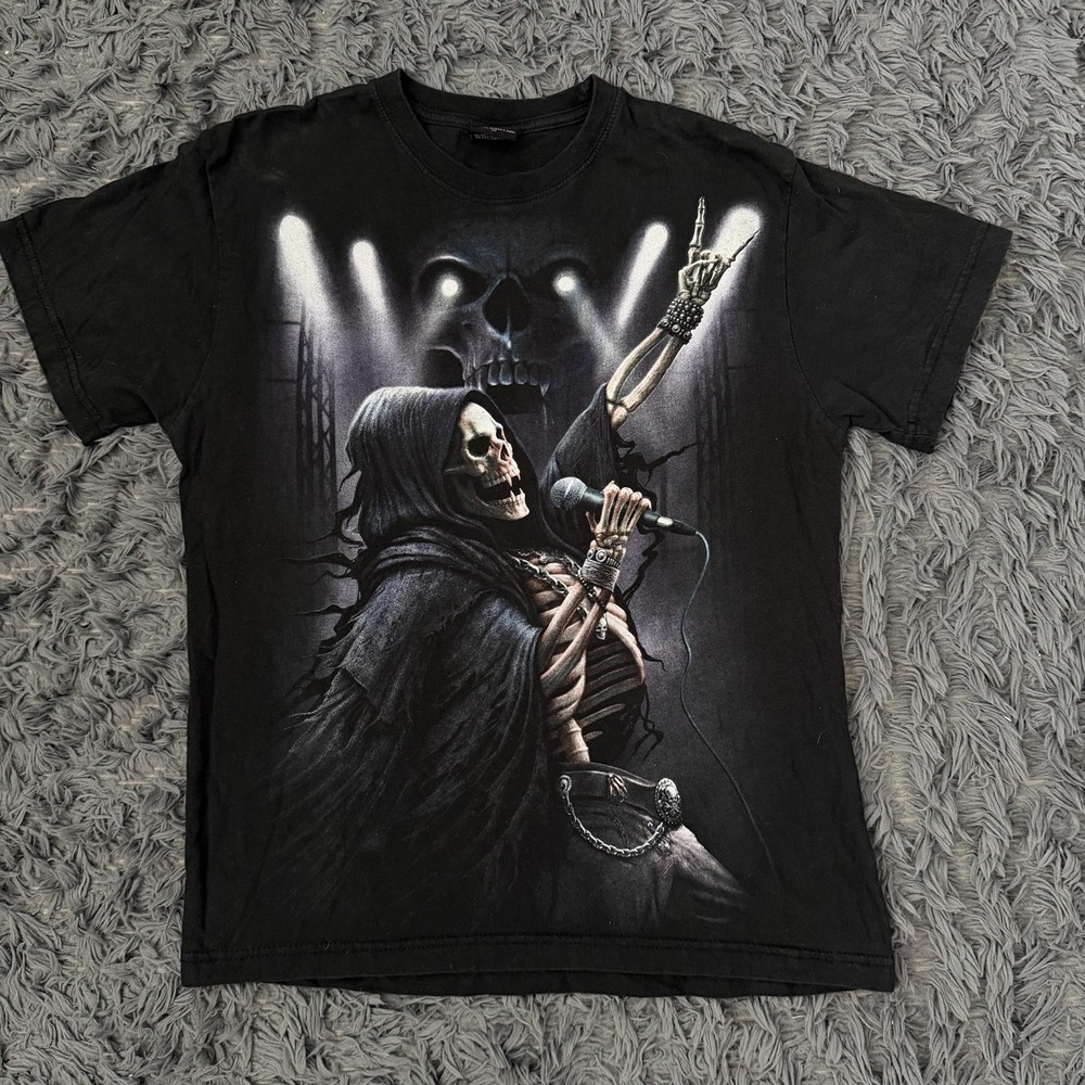 Spiral Direct Gothic Grim Reaper Rock Metal Shirt Men's Size Medium Black Punk